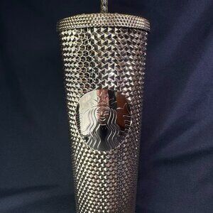 Starbucks Venti Cold Cup - Gold Chrome Metallic Bling Studded